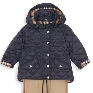 Navy Ilana Quilted Hooded Jacket - Baby